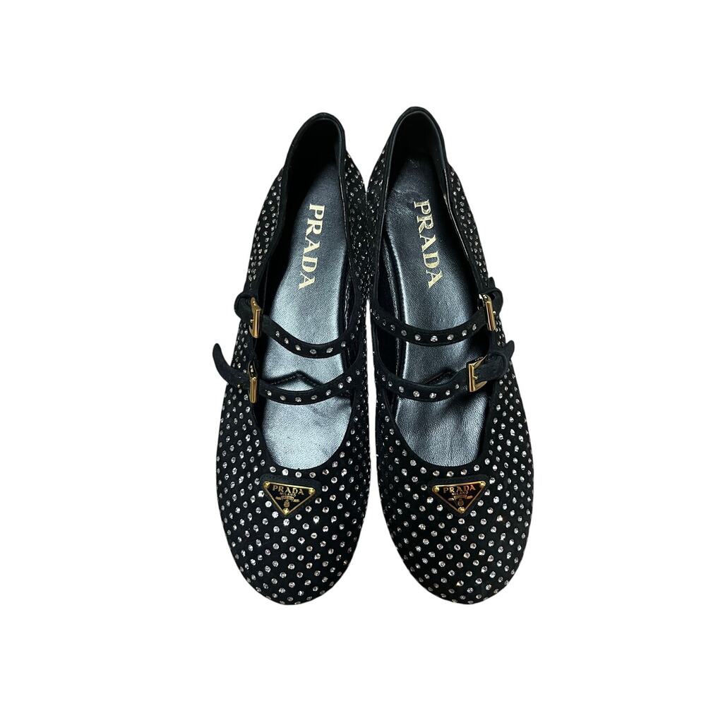 Prada Suede Ballerinas with Crystals Size 37.5 - Picture 2 of 16